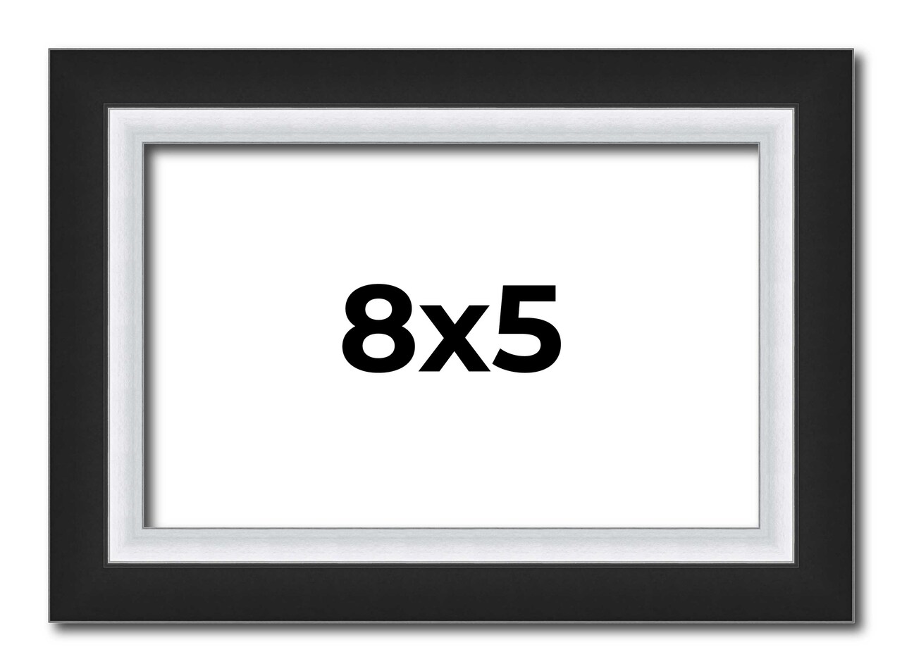 Photo Size Flat Silver Picture Frame - UV Acrylic, Foam Board Backing, Hanging Hardware